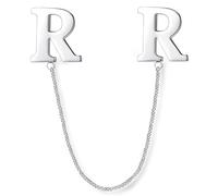 HONEY BEAR Cadena Broches Cartas Pin para Trajes de Hombre/Mujer, Alfiler de etiqueta de cuello con borla,Regalo de Negocios,A to Z Plata (R)