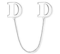 HONEY BEAR Cadena Broches Cartas Pin para Trajes de Hombre/Mujer, Alfiler de etiqueta de cuello con borla,Regalo de Negocios,A to Z Plata (D)