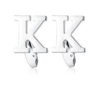 HONEY BEAR Carta Inicial Alfabeto Gemelos - Acero Inoxidable para Hombres Camisas Accesorios,Plata (K)