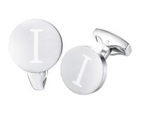 Honey Bear Carta Inicial Alfabeto Gemelos - Acero Inoxidable para la Camisa de los Hombres Regalo de Boda del Negocio,plata cepillada (I)