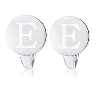 Honey Bear Carta Inicial Alfabeto Gemelos - Acero Inoxidable para la Camisa de los Hombres Regalo de Boda del Negocio,plata cepillada (E)