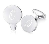 Honey Bear Carta Inicial Alfabeto Gemelos - Acero Inoxidable para la Camisa de los Hombres Regalo de Boda del Negocio,plata (O)