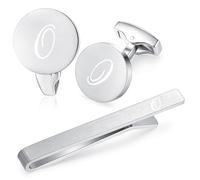 HONEY BEAR Carta Inicial Alfabeto Gemelos & Clip Pasador de Corbata Pisacorbatas para la Camisa de los Hombres Regalo de Boda del Negocio Plata (O Engrosado)