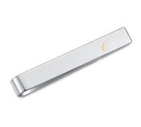 HONEY BEAR Clip de alfiler de corbata - Letra inicial del alfabeto Tamaño normal/tamaño estrecho para corbata de hombre, regalo de negocios para bodas, 5,4 cm / 4 cm, plata cepilla (C 1.57 inches)