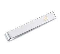 Honey Bear Clip de corbata con letra del alfabeto de acero inoxidable para hombre para regalo de boda de negocios, 5,4 cm, plata cepillada de la A a la Z (R 1.57 inches)