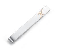 Honey Bear Clip de corbata con letra del alfabeto de acero inoxidable para hombre para regalo de boda de negocios, 5,4 cm, plata cepillada de la A a la Z (K 2.13 inches)