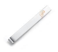Honey Bear Clip de corbata con letra del alfabeto de acero inoxidable para hombre para regalo de boda de negocios, 5,4 cm, plata cepillada de la A a la Z (P 2.13 inches)
