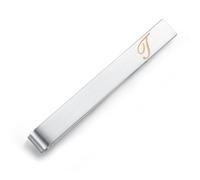 Honey Bear Clip de corbata con letra del alfabeto de acero inoxidable para hombre para regalo de boda de negocios, 5,4 cm, plata cepillada de la A a la Z (T 2.13 inches)