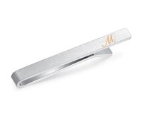 Honey Bear Clip de corbata con letra del alfabeto de acero inoxidable para hombre para regalo de boda de negocios, 5,4 cm, plata cepillada de la A a la Z (M Más grueso con Box 2.13")