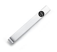 Honey Bear Clip Pasador de Corbata -Carta Inicial Alfabeto Talla Normal para Hombre Necktie, Acero Inoxidable,Boda Negocio Regalo,5.4cm,Cepillado Plata con Letra Negra (D)