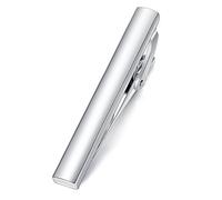 HONEY BEAR Clip Pasador de Corbata - para Hombre Chicos Camisa Necktie Acero Inoxidable Boda Negocio Regalo,Flaco,4.0cm (Plata brillante)