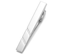 HONEY BEAR Clip Pasador de Corbata - Talla Normal para Hombre Necktie 1.96"/2.12"/2.36", Boda Negocio Regalo,5/5.4/6cm (Plata brillante 6cm)