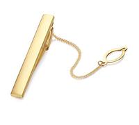 HONEY BEAR Clip Pasador de Corbata - Talla Normal para Hombre Necktie, Acero Inoxidable,Boda Negocio Regalo,5.4cm,Plata cepillada (Oro)