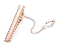 HONEY BEAR Clip Pasador de Corbata - Talla Normal para Hombre Necktie, Boda Negocio Regalo,5.4cm,Plata cepillada 2.12inch (Oro Rosa Brillante)