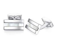 Honey Bear concha de mar blanco Gemelos de hombre,rectángulo acero inoxidable para regalo de boda de negocios (Concha blanca)