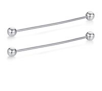 HONEY BEAR Cuadrada Clip Barra Pin 2 Piezas Set Accesorio de Camisa Clip Corbata Alfiler Cuello Broche de Traje con Caja,6.4cm (Pelota, Plata)