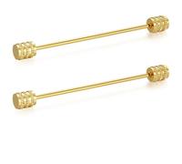 HONEY BEAR Cuadrada Clip Barra Pin 2 Piezas Set Accesorio de Camisa Clip Corbata Alfiler Cuello Broche de Traje con Caja,6.4cm (Columna, Oro)