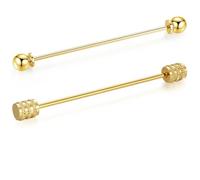 HONEY BEAR Cuadrada Clip Barra Pin 2 Piezas Set Accesorio de Camisa Clip Corbata Alfiler Cuello Broche de Traje con Caja,6.4cm (Column Barra, Oro)