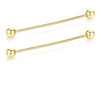 HONEY BEAR Cuadrada Clip Barra Pin 2 Piezas Set Accesorio de Camisa Clip Corbata Alfiler Cuello Broche de Traje con Caja,6.4cm (Pelota, Oro)