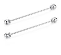 HONEY BEAR Cuadrada Clip Barra Pin 2 Piezas Set Accesorio de Camisa Clip Corbata Alfiler Cuello Broche de Traje con Caja,6.4cm (Barra, Plata)