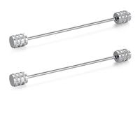 HONEY BEAR Cuadrada Clip Barra Pin 2 Piezas Set Accesorio de Camisa Clip Corbata Alfiler Cuello Broche de Traje con Caja,6.4cm (Columna, Plata)