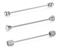 HONEY BEAR Cuadrada Clip Barra Pin Set Accesorio de Camisa Clip Corbata Alfiler Cuello Broche de Traje (Mezclar Plata 3 Piezas sin Caja)