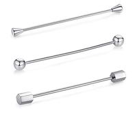 HONEY BEAR Cuadrada Clip Barra Pin Set Accesorio de Camisa Clip Corbata Alfiler Cuello Broche de Traje (Mezclar Plata B 3 Piezas sin Caja)