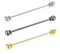 HONEY BEAR Cuadrada Clip Barra Pin Set Accesorio de Camisa Clip Corbata Alfiler Cuello Broche de Traje (Bola con Barra Final 3 Piezas sin Caja)