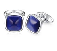 HONEY BEAR cuadrado Gemelos para hombres -acero inoxidable para regalo de boda de negocios (Azul oscuro Opal)