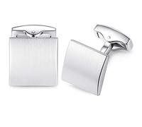 HONEY BEAR cuadrado Gemelos para hombres para regalo de boda de negocios,Plata cepillada