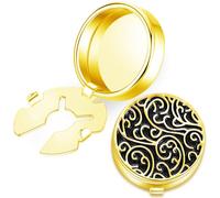 HONEY BEAR Cubre Botones Gemelos tallados con patrón retro de para camisas de hombres, para regalo de bodas (Negro con Oro)