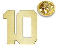 HONEY BEAR Digital Números 1/4/ 5/6/9/10/12/18/21/24 Broches Cartas Pin Alfileres de sombrero para Trajes de Hombre/Mujer, Regalo de Negocios,Oro cepillado (No.10-0.59inches)