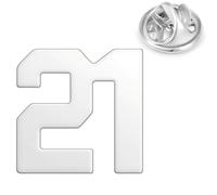 HONEY BEAR Digital Números 1/4/ 5/6/9/10/12/18/21/24 Broches Cartas Pin Alfileres de sombrero para Trajes de Hombre/Mujer, Regalo de Negocios,Plata (No.21 (0.9 inches))