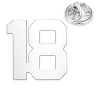 HONEY BEAR Digital Números 1/4/ 5/6/9/10/12/18/21/24 Broches Cartas Pin Alfileres de sombrero para Trajes de Hombre/Mujer, Regalo de Negocios,Plata (No.18 (0.9 inches))