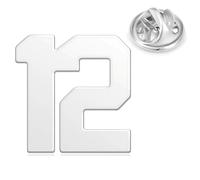 HONEY BEAR Digital Números 1/4/ 5/6/9/10/12/18/21/24 Broches Cartas Pin Alfileres de sombrero para Trajes de Hombre/Mujer, Regalo de Negocios,Plata (No.12 (0.59 inches))