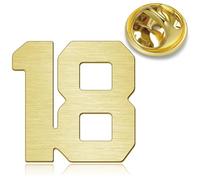HONEY BEAR Digital Números 1/4/ 5/6/9/10/12/18/21/24 Broches Cartas Pin Alfileres de sombrero para Trajes de Hombre/Mujer, Regalo de Negocios,Oro cepillado (No.18-0.9inches)