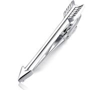 HONEY BEAR flecha arrow Clip Pasador de corbata Pisacorbatas,para los hombres, 1.93" corbata de tamaño normal para el regalo de boda de negocios 4.9cm (Plata brillante)