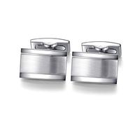 Honey Bear gemelos camisa,Acero Inoxidable rectángulo para regalo de boda de negocios (Plata)