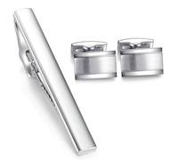 Honey Bear Gemelos & clips de corbata para Hombre Camisa - acero inoxidable, Personalizados Para Boda negocio regalo,plata (style 1 con caja)