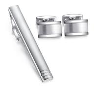 Honey Bear Gemelos & clips de corbata para Hombre Camisa - acero inoxidable, Personalizados Para Boda negocio regalo,plata (style 2 con caja)