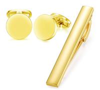 HONEY BEAR Gemelos & clips de corbata para Hombre Camisa - Personalizados para Boda negocio regalo,Redondo (Cierre en el clip Oro brillante)