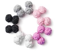 HONEY BEAR Gemelos de Nudo de Seda Tejidos 5 Pares para Hombre/Mujer Camisa/Vestido Decoración con Caja (Rosa, negro y blanco con caja)