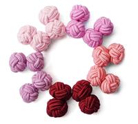 HONEY BEAR Gemelos de Nudo de Seda Tejidos 5 Pares para Hombre/Mujer Camisa/Vestido Decoración con Caja (Rosa y rojo con caja)