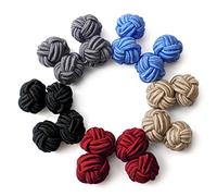 HONEY BEAR Gemelos de Nudo de Seda Tejidos 5 Pares para Hombre/Mujer Camisa/Vestido Decoración con Caja (Rojo, azul, marrón con caja)