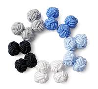 HONEY BEAR Gemelos de Nudo de Seda Tejidos 5 Pares para Hombre/Mujer Camisa/Vestido Decoración con Caja (Azul, gris, negro con caja)