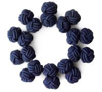 HONEY BEAR Gemelos de Nudo de Seda Tejidos 5 Pares para Hombre/Mujer Camisa/Vestido Decoración con Caja (Azul marino con caja)