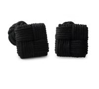 HONEY BEAR Gemelos de seda del nudo de la tela para hombre, cuadrado Plaza para el regalo de boda del negocio (Negro)