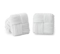 HONEY BEAR Gemelos de seda del nudo de la tela para hombre, cuadrado Plaza para el regalo de boda del negocio (Blanco)