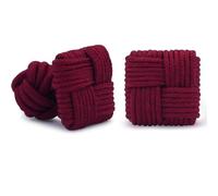 HONEY BEAR Gemelos de seda del nudo de la tela para hombre, cuadrado Plaza para el regalo de boda del negocio (Rojo oscuro)