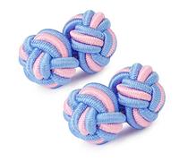 Honey Bear Gemelos de seda del nudo de la tela para hombre/mujer, redondos para el regalo de boda del negocio (azul claro) (color mixto 1)